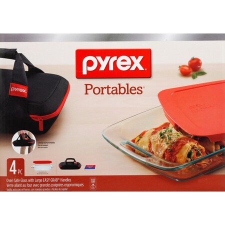 Pyrex Portable Bakeware Set Black/Red 4 pc 1102266